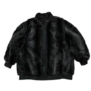 Vintage Fur Jacket Womens Size 14 Reversible Full-Zip Raccoon Skunk Mink Black